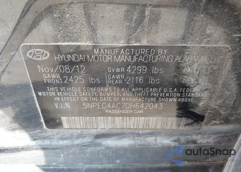 2013 Hyundai Sonata Limited z USA, uszkodzony, nr VIN 5NPEC4AC7DH642043